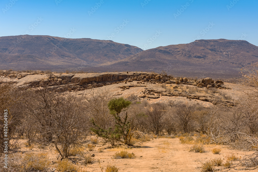 massive granite rock formation in the Erongo Mountains, Namibia massive granite rock formation in the Erongo Mountains, Namibia