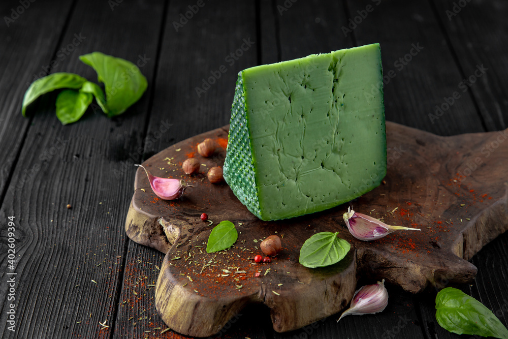 Cheese pesto, green with basil, garlic and pine nuts. Useful nutritious diet veggie food. Cheese pesto, green with basil, garlic and pine nuts. Useful nutritious diet veggie food.