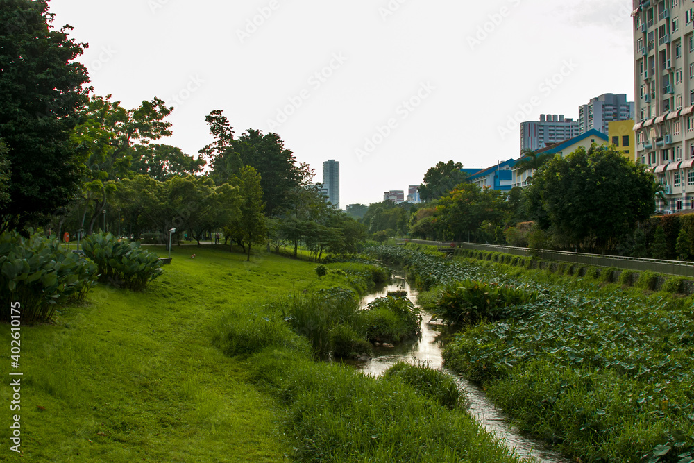 Bishan-Ang Mo Kio Park is a major park in Singapore, located in the popular heartland of Bishan. In the middle of the park lies the Kallang River, which runs through it in the form of a flat riverbed.