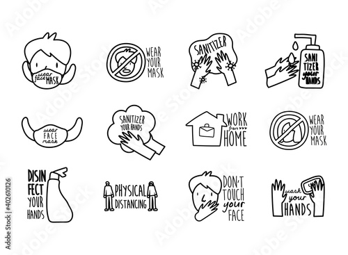 bundle of twelve new norm letterings campaign set line style icons