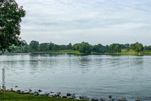 the lake view of Lower Seletar Reservoir, which is a reservoir located in the northern part of Singapore, to the east of Yishun New Town, was constructed under the Sungei Seletar Bedok Water Scheme. photo