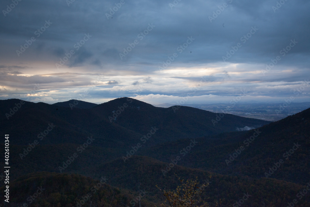 Mountain and sky above