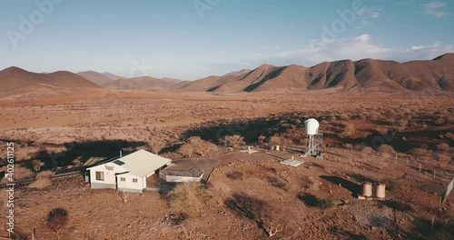 4K aerial drone footage of Rooisand Observatory at Rooisand Ranch near Gamsberg Pass and Namib-Naukluft Park in Namibia, southern Africa photo