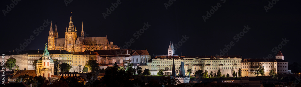 The View on Prague gothic Castle in the Night, Czech Republic