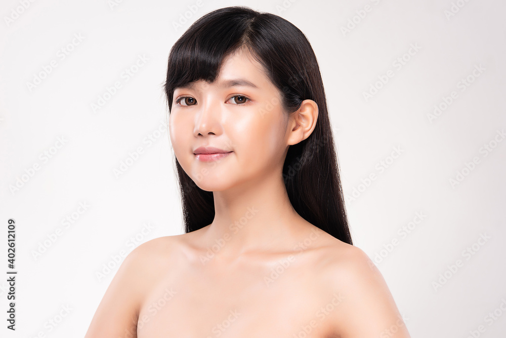 Beautiful Young asian Woman with Clean Fresh Skin, on Pink background, Face care, Facial treatment. Cosmetology, beauty and spa. Asian women portrait Beautiful Young asian Woman with Clean Fresh Skin, on Pink background, Face care, Facial treatment. Cosmetology, beauty and spa. Asian women portrait