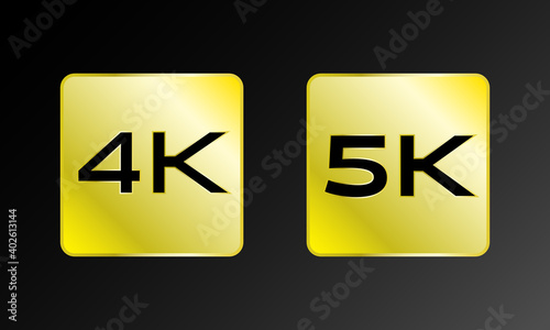 4k 5k gold logo icon. vector illustration for video thumbnail, web materials, blog advertising.