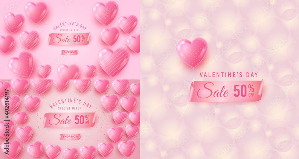 Valentine's day sale with heart background