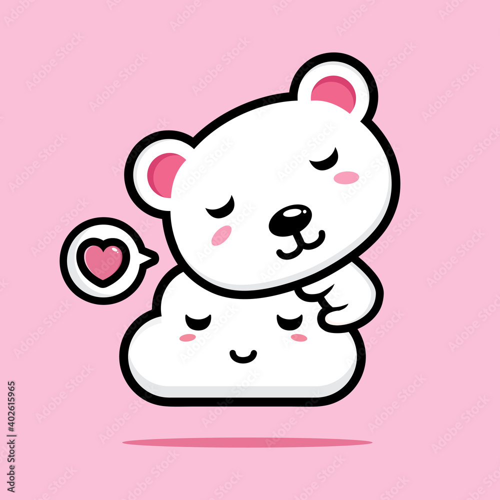 cute bear character design hugging cute cloud cute bear character design hugging cute cloud