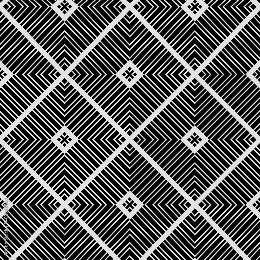 Black and white texture. Abstract seamless geometric pattern.
