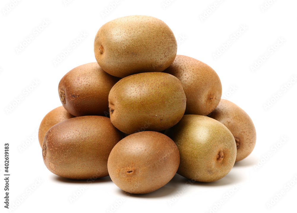 golden kiwi (Actinidia chinensis) on white background golden kiwi (Actinidia chinensis) on white background