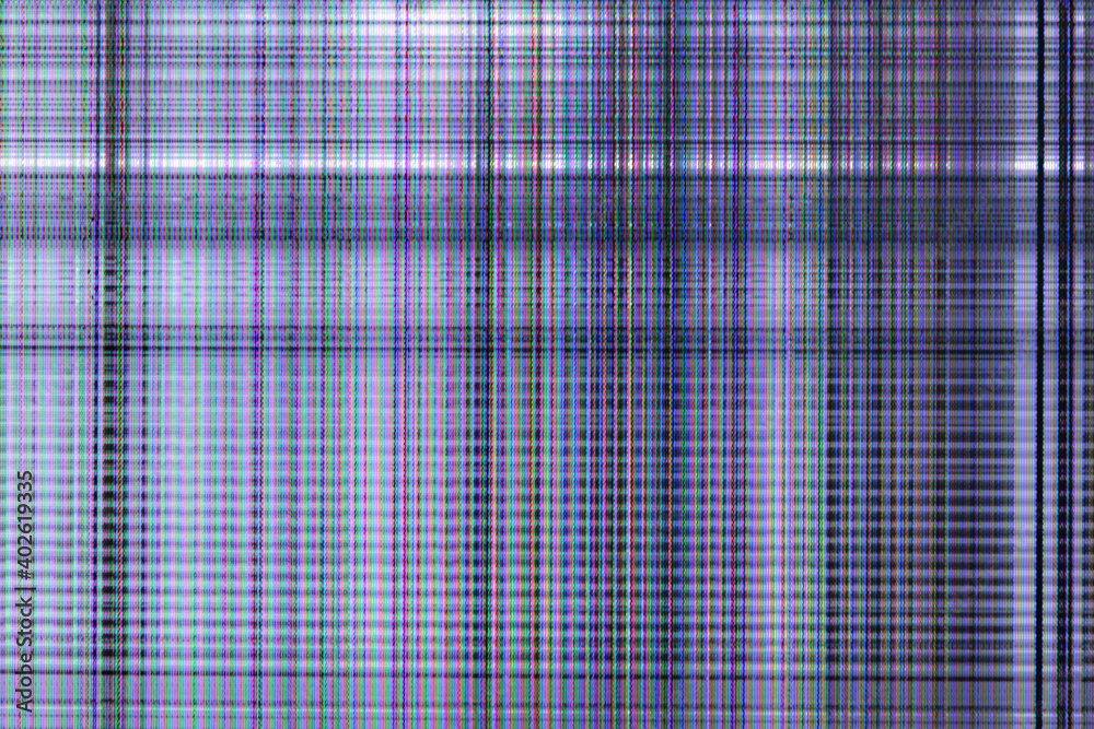 light abstract digital background: damaged screen matrix with interference of monitor and camera matrices
