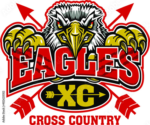 eagles cross country team design with mascot head for school, college or league