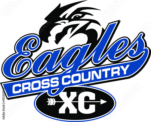 eagles cross country team design in script with tail for school, college or league