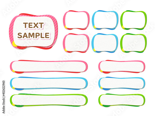 丸っこいストライプ枠のテロップベース・4種3色セット