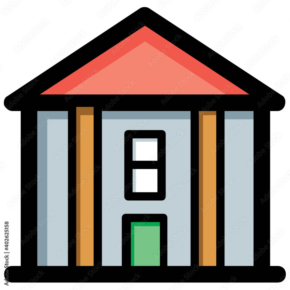 Flat icon for educational institute particularly representation of a school or college Flat icon for educational institute particularly representation of a school or college