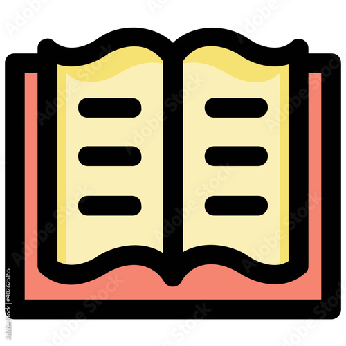 Open book flat icon, aiming to accommodate education and related stuff.  