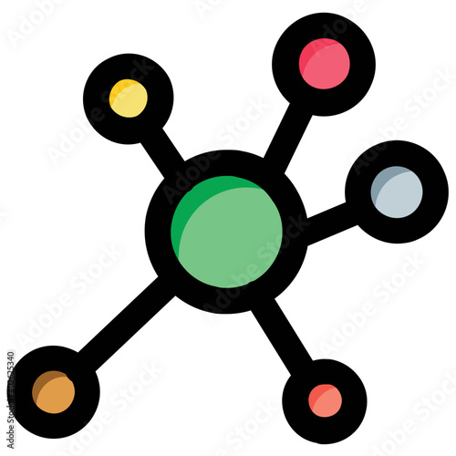 Flat vector icon, symbol of atom, an atomic structure