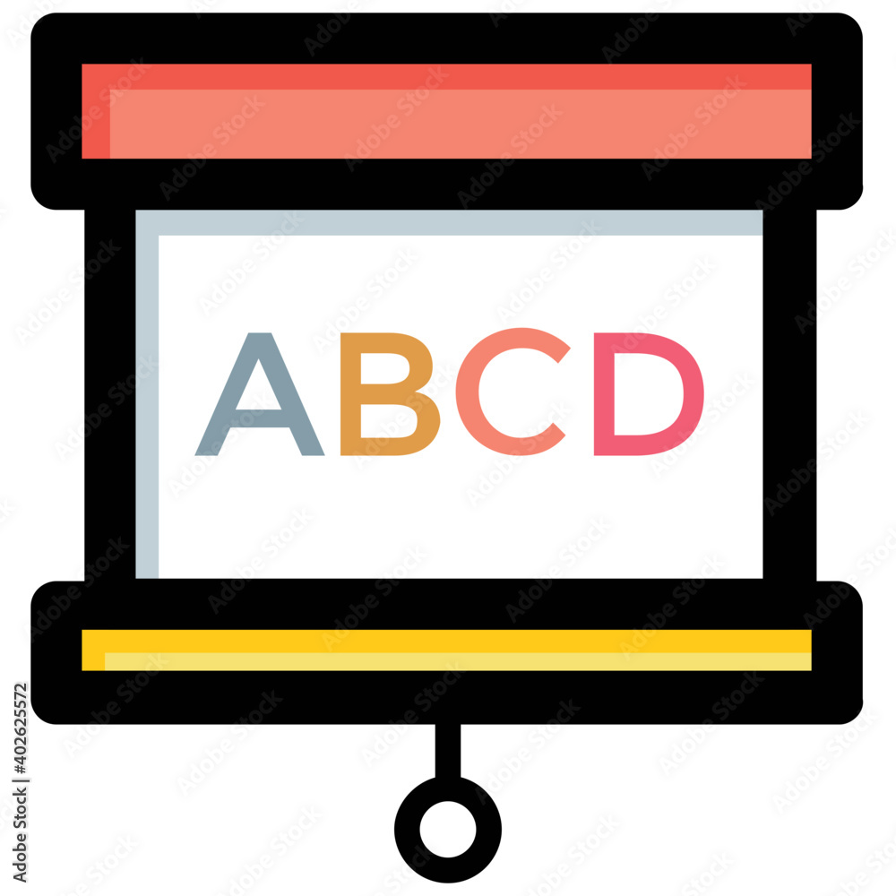 Fototapeta premium Flat vector icon whiteboard, created to display classroom learning 