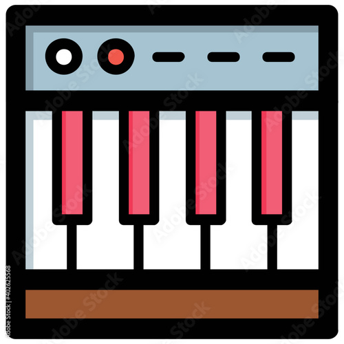 Vector illustration of musical instrument, flat vector icon piano