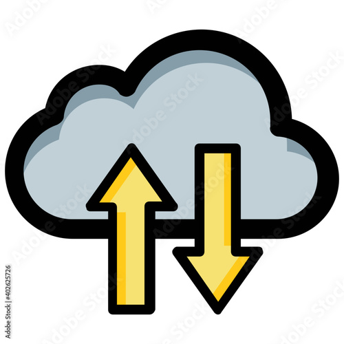 Data cloud illustration, flat vector icon representing backup and restore
