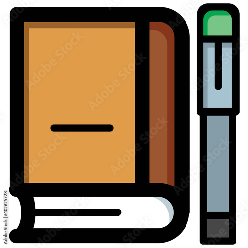 Pen and notebook vector icon
