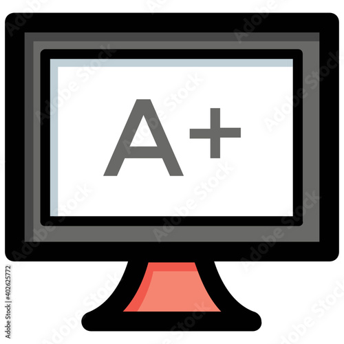 This vector icon is an illustration of online grading system and denotes excellent results too