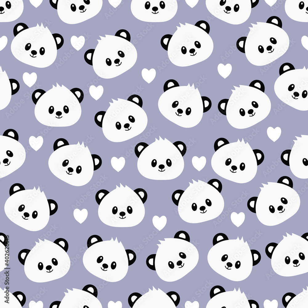 Seamless pattern with cute cartoon panda. Vector illustration. Seamless pattern with cute cartoon panda. Vector illustration.