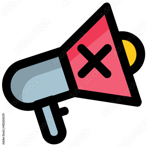 Vector illustration of a loudspeaker with a cross sign representing mute feature