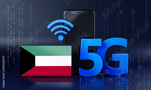 Kuwait Ready for 5G Connection Concept. 3D Rendering Smartphone Technology Background