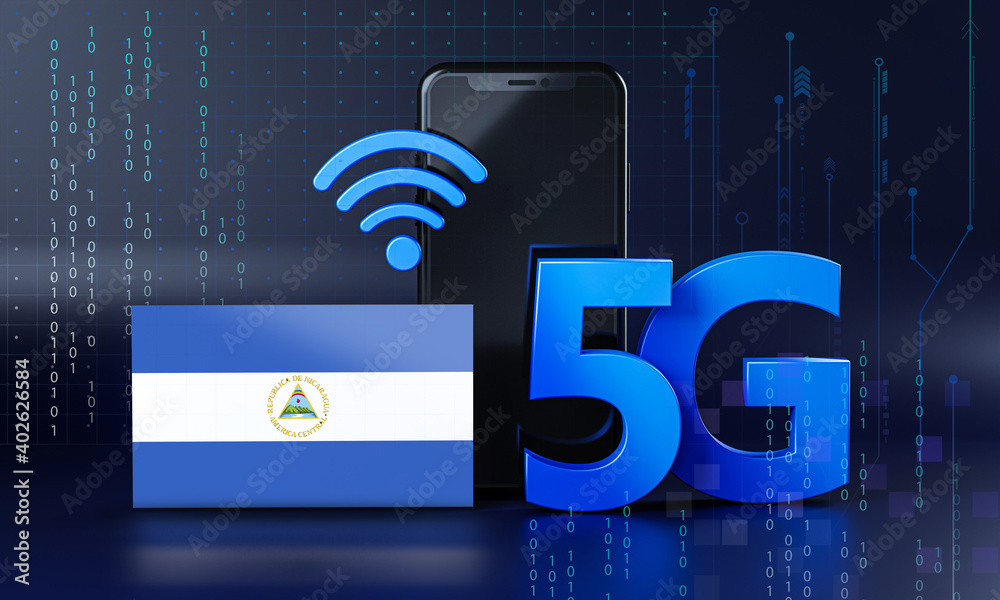 Nicaragua Ready for 5G Connection Concept. 3D Rendering Smartphone Technology Background Nicaragua Ready for 5G Connection Concept. 3D Rendering Smartphone Technology Background