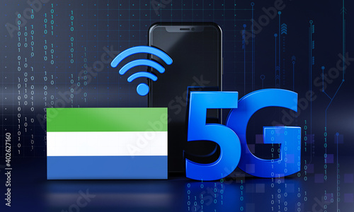 Sierra Leone Ready for 5G Connection Concept. 3D Rendering Smartphone Technology Background