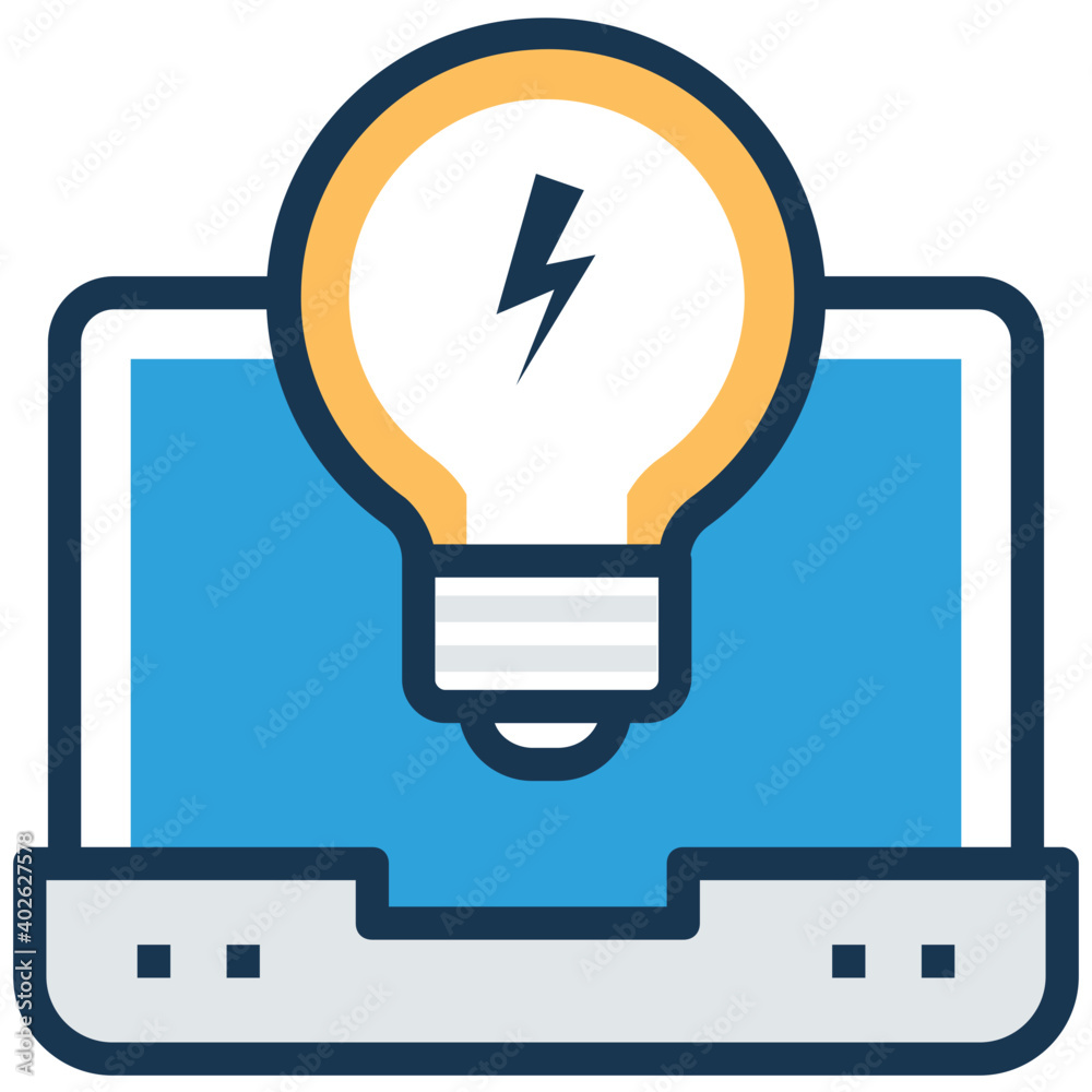 Laptop with bulb vector illustration, concept of information technology Laptop with bulb vector illustration, concept of information technology