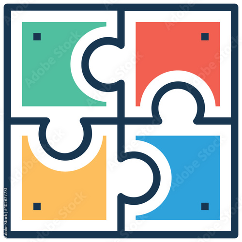 This flat vector Jigsaw puzzle representing togetherness, collaboration, teamwork and cooperate 