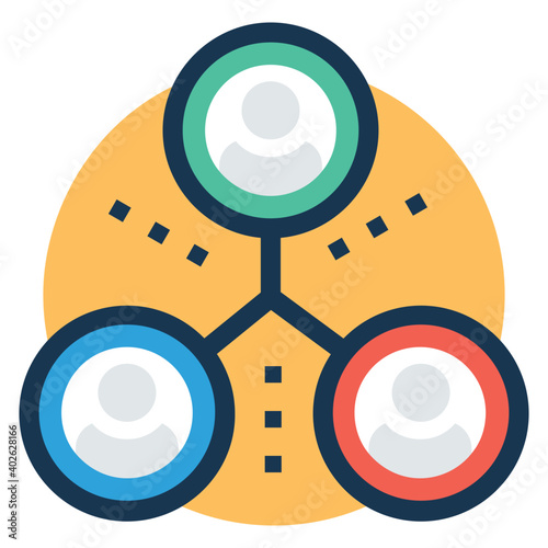 Teamwork and organization flat vector icon 