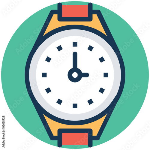Golden wrist Watch with circle background Vector Icon
