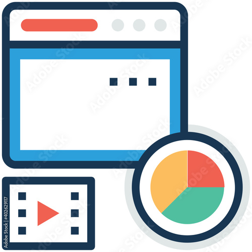 Competitors Website analysis and statistics Vector Icon