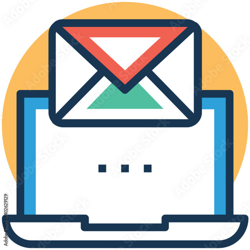 Emailing in business laptop Vector Icon
