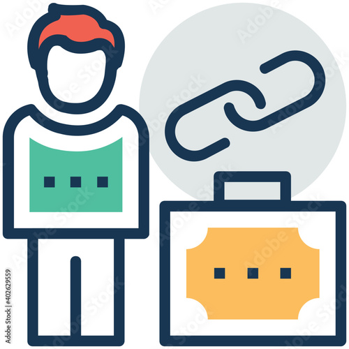 Flat icon of Job portfolio and business skills vector illustration