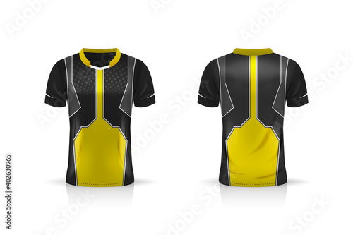 Specification Soccer Sport , Esport Gaming T Shirt Jersey template. mock up uniform . Vector Illustration design