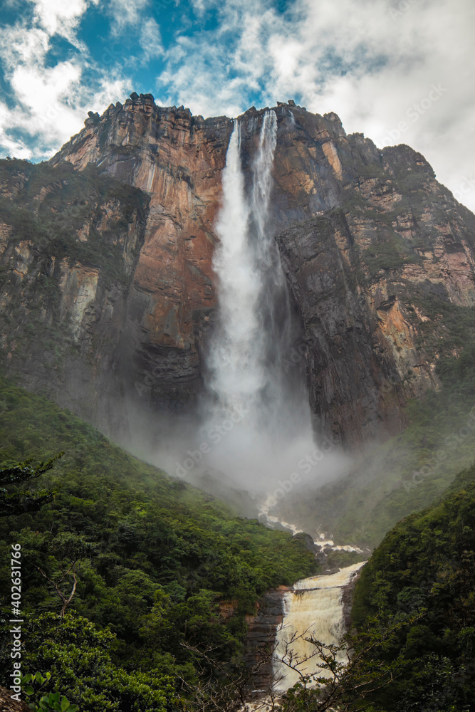 Photo of Angel Falls, the highest waterfall in the world, located in Venezuela