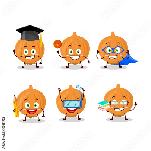 Fototapeta Naklejka Na Ścianę i Meble -  School student of onion cartoon character with various expressions