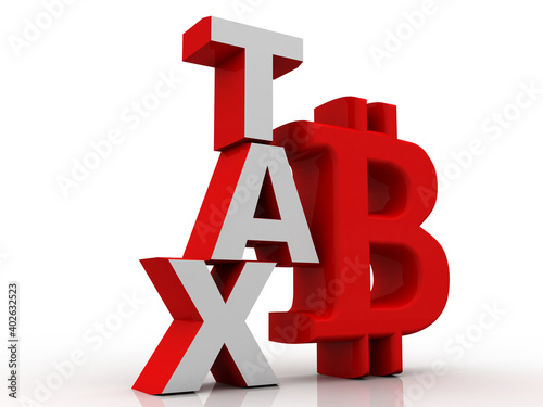 3d rendering bitcoin sign currency with tax