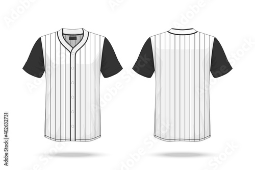 Specification Baseball T Shirt Mockup  isolated on white background , Blank space on the shirt for the design and placing elements or text on the shirt , blank for printing , vector illustration