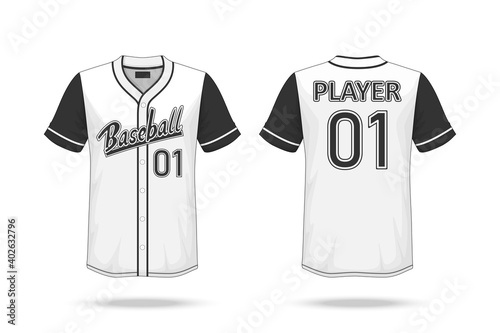 Specification Baseball T Shirt Mockup  isolated on white background , A sample design elements or text number on the shirt , blank for printing , vector illustration