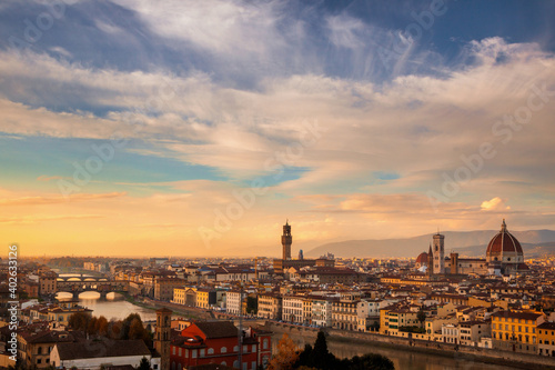 Evening view of Florence  Italy seen from the Piazzale Michelangelo