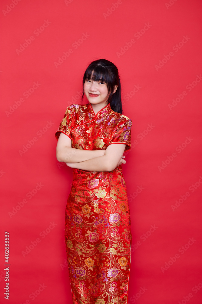 Chinese woman wear qipao for chinese new year Chinese woman wear qipao for chinese new year