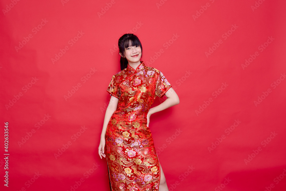 Chinese woman wear qipao for chinese new year Chinese woman wear qipao for chinese new year