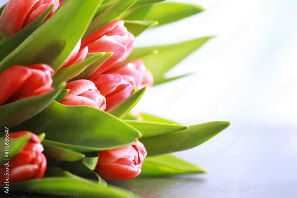 Flowers, spring holidays and home decor concept - Bouquet of beautiful tulips, floral background Flowers, spring holidays and home decor concept - Bouquet of beautiful tulips, floral background