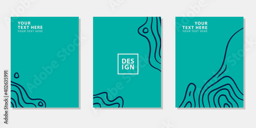 set of poster cards templates with optical line 