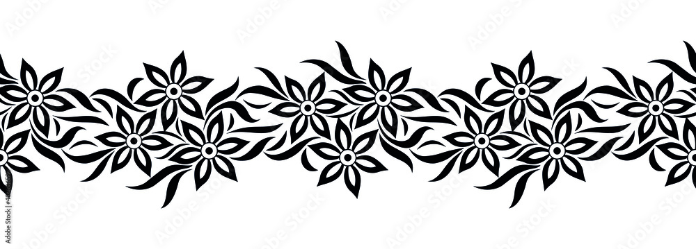 Seamless decorative floral border design Stock Vector | Adobe Stock